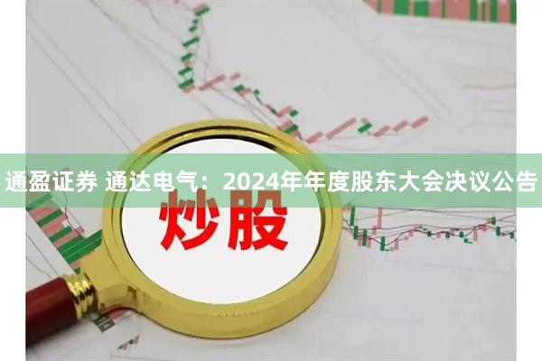 通盈证券 通达电气：2024年年度股东大会决议公告